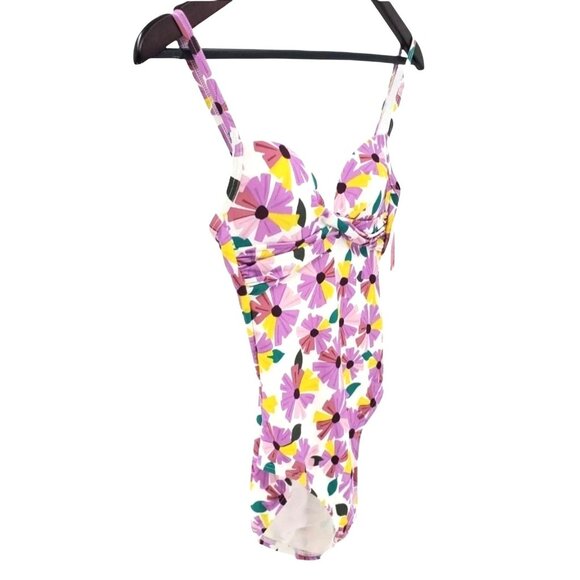 Kate Spade One-piece Twist Front WallFlower Colorful Daisy Floral Swimwear - Picture 5 of 11